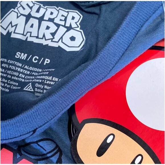 Super Mario Boy's Long Sleeve Graphic T-Shirt -Steel Blue Small - Picture 3 of 9